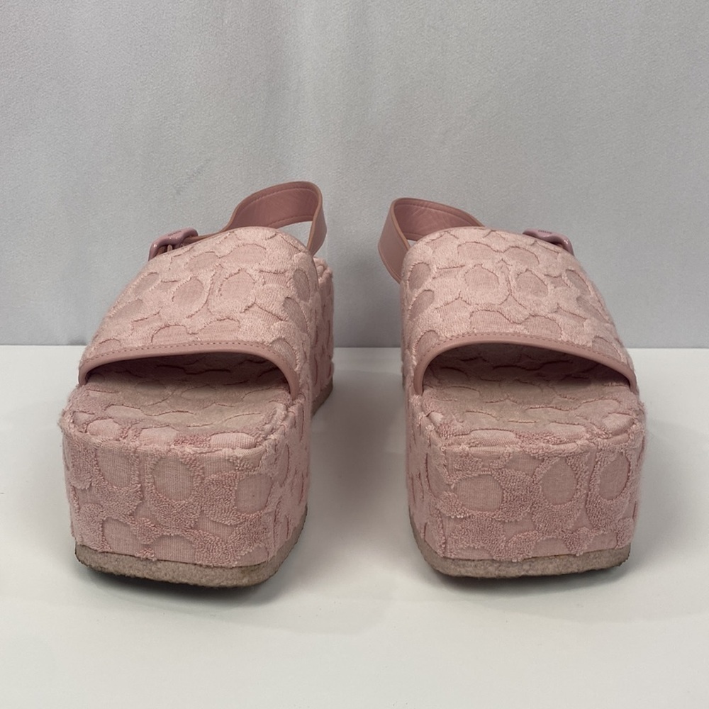 COACH Women’s Noelle Terry Cloth Platform Sandals – Blush Pink Monogram - 9.5B - Picture 6 of 15